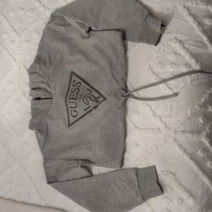Womens Guess cropped hoodie size S light gray
